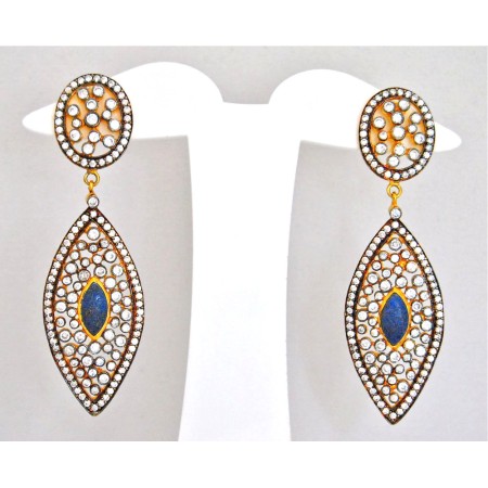 Diamond Drop Turquoise Earrings