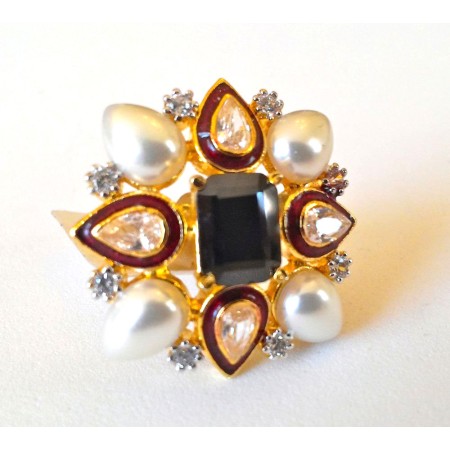 Kundan Pearl Ring